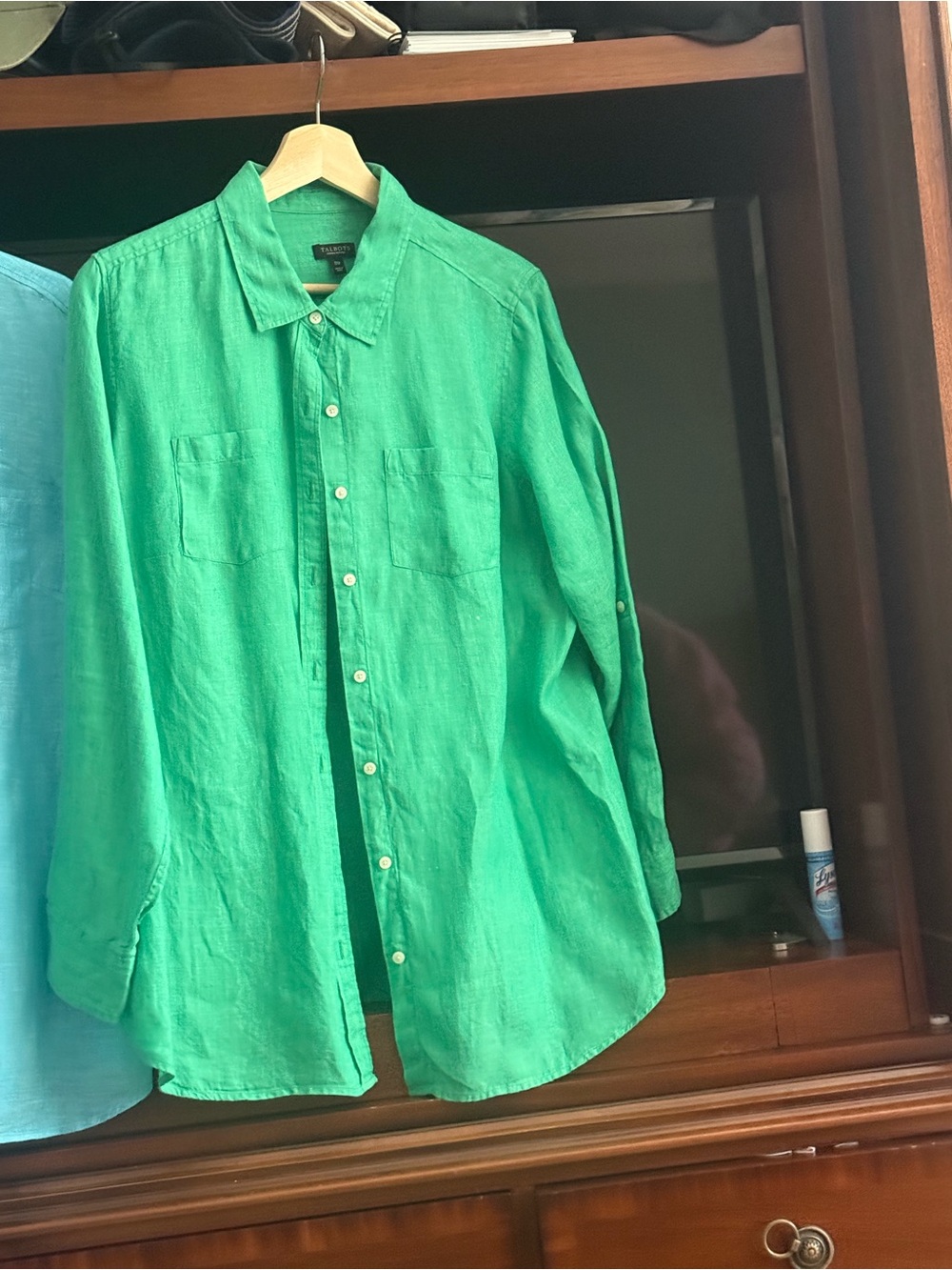 Talbots Bright Green Linen Button-Down Shirt
